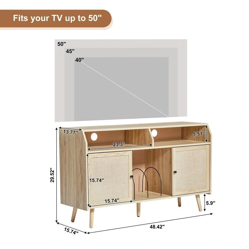 Grand Meuble pour Platine Vinyle - 48,42P x 15,74L x 29,52H