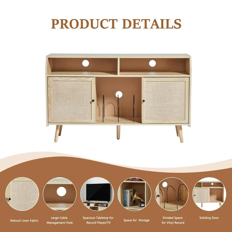 Grand Meuble pour Platine Vinyle - 48,42P x 15,74L x 29,52H