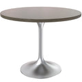 Table à manger ronde de 36 po avec plateau en bois MDF et base en chrome brossé pour cuisine et salle à manger