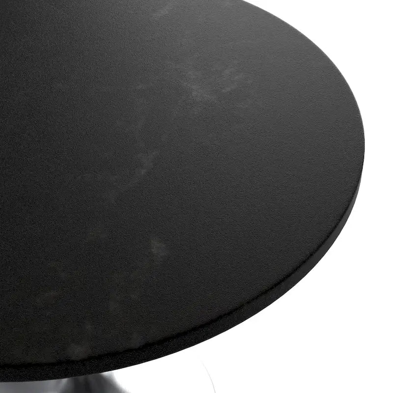 Table à manger ronde de 36 po avec plateau en bois MDF et base en chrome brossé pour cuisine et salle à manger