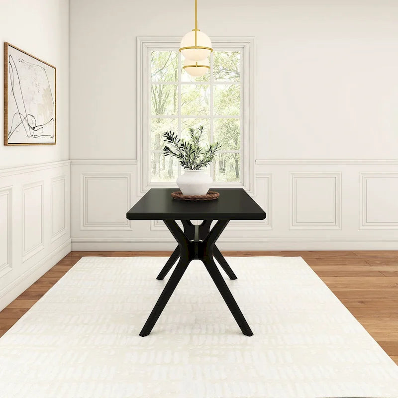 Table à manger rectangulaire à piètement croisé