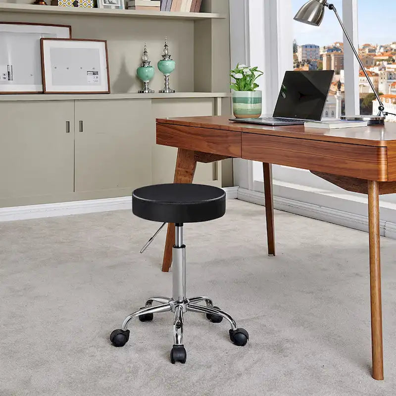 Tabouret roulant de salon/spa en similicuir sans dossier