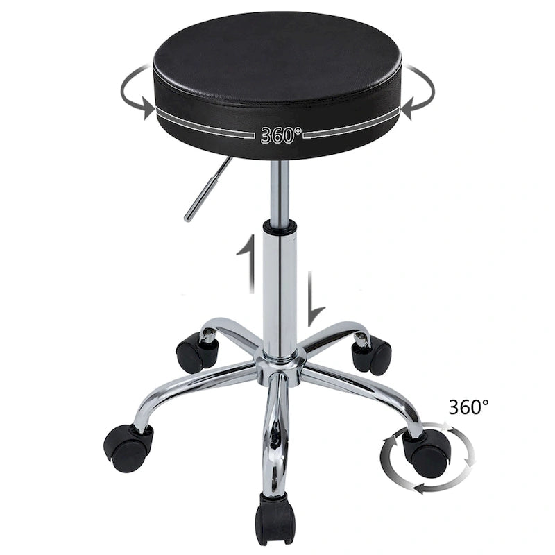 Tabouret roulant de salon/spa en similicuir sans dossier