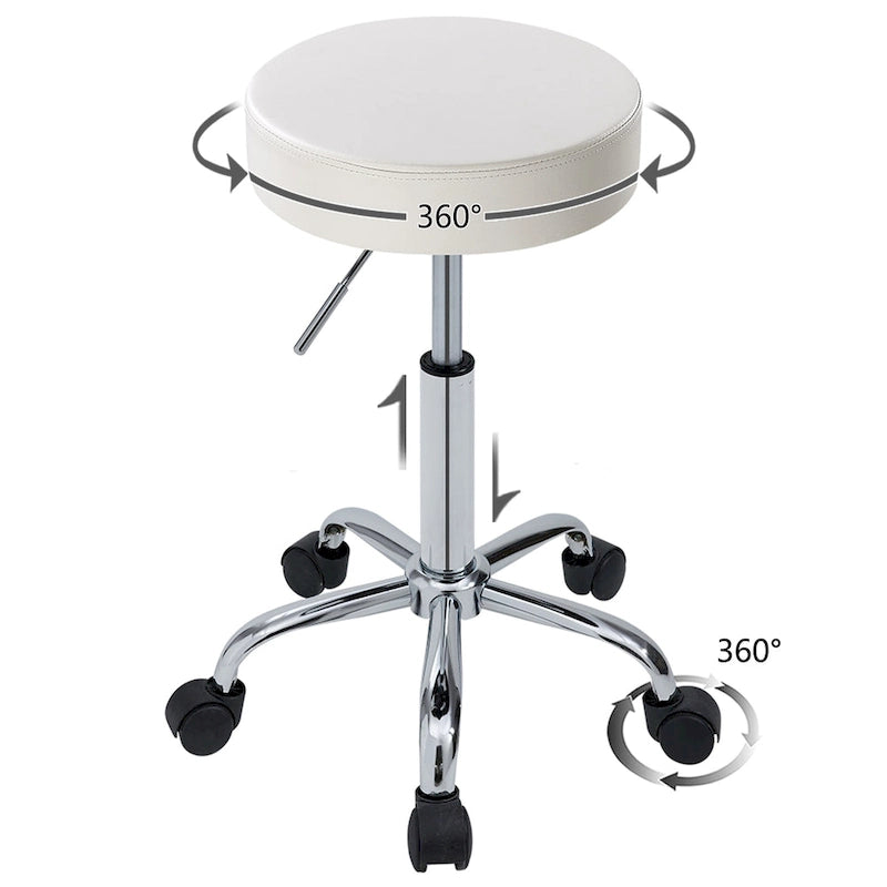 Tabouret roulant de salon/spa en similicuir sans dossier
