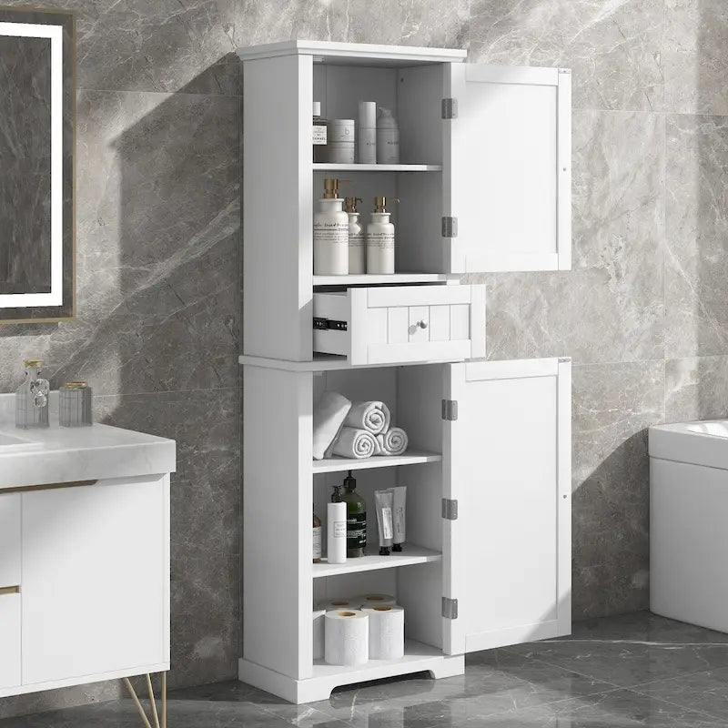 Meuble de Rangement Haut de Salle de Bain avec Tiroir et Étagère Réglable