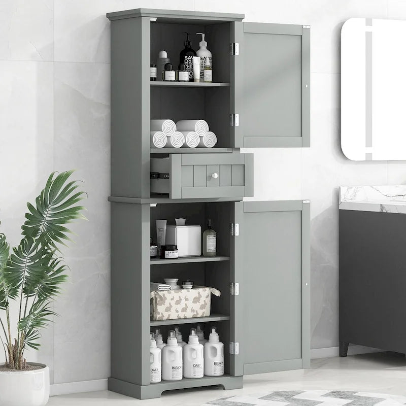 Meuble de Rangement Haut de Salle de Bain avec Tiroir et Étagère Réglable