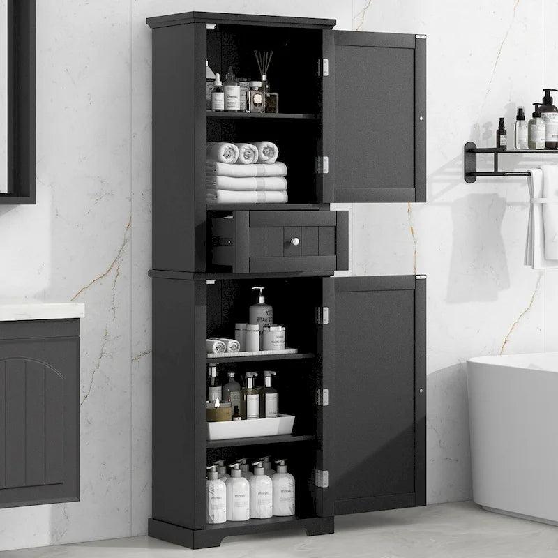 Meuble de Rangement Haut de Salle de Bain avec Tiroir et Étagère Réglable