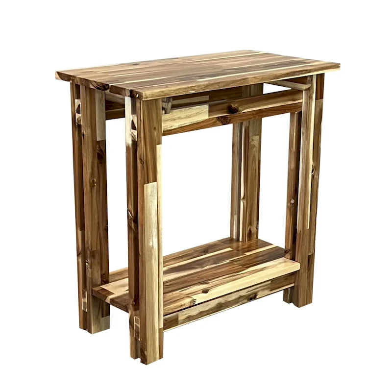 Table inclinable architecturale en bois d'acacia avec étagère