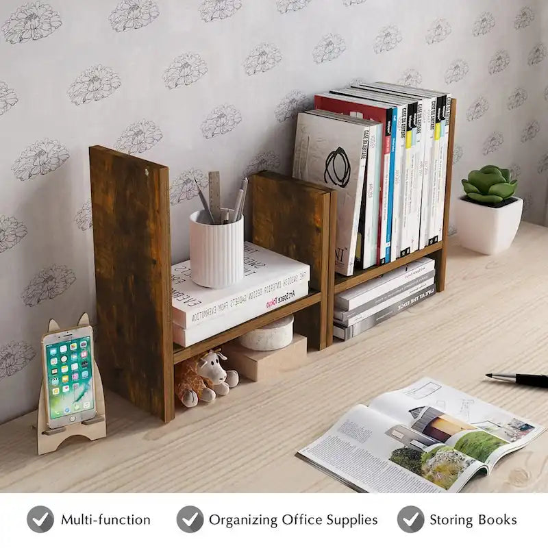 Étagère de Rangement de Bureau en Bois avec Rangement