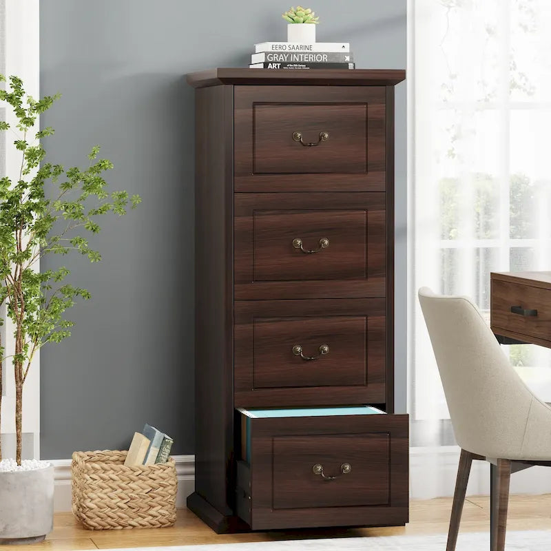 Classeur vertical en bois à 4 tiroirs, 130 cm de hauteur
