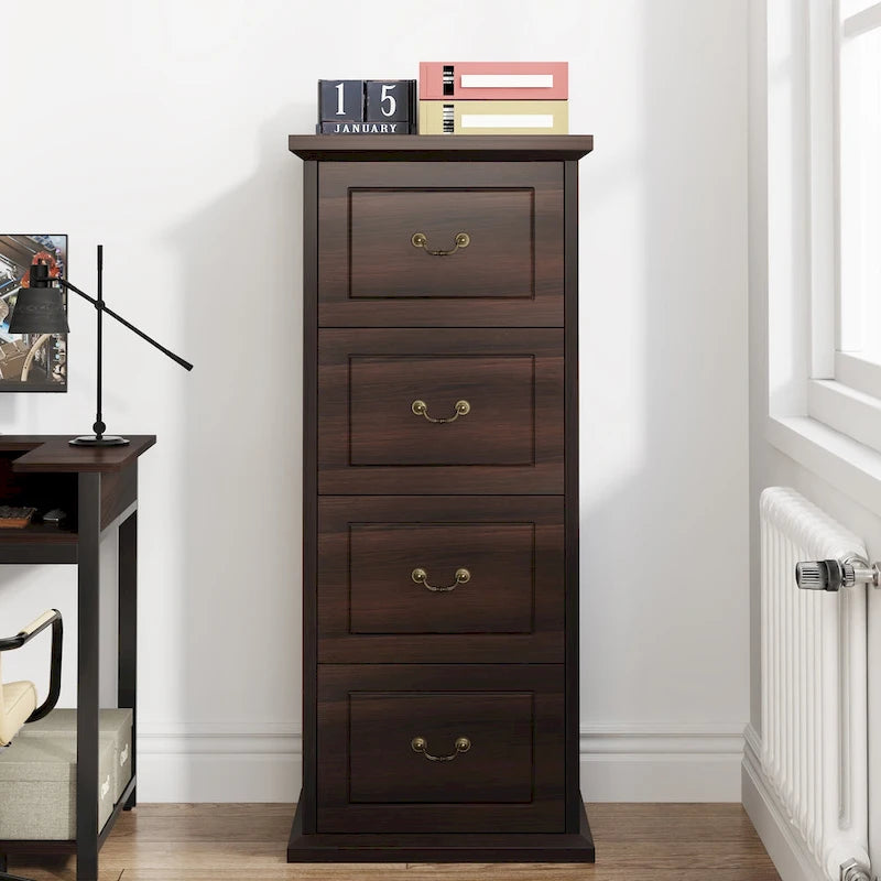 Classeur vertical en bois à 4 tiroirs, 130 cm de hauteur