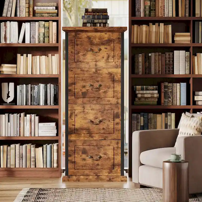 Classeur vertical en bois à 4 tiroirs, 130 cm de hauteur