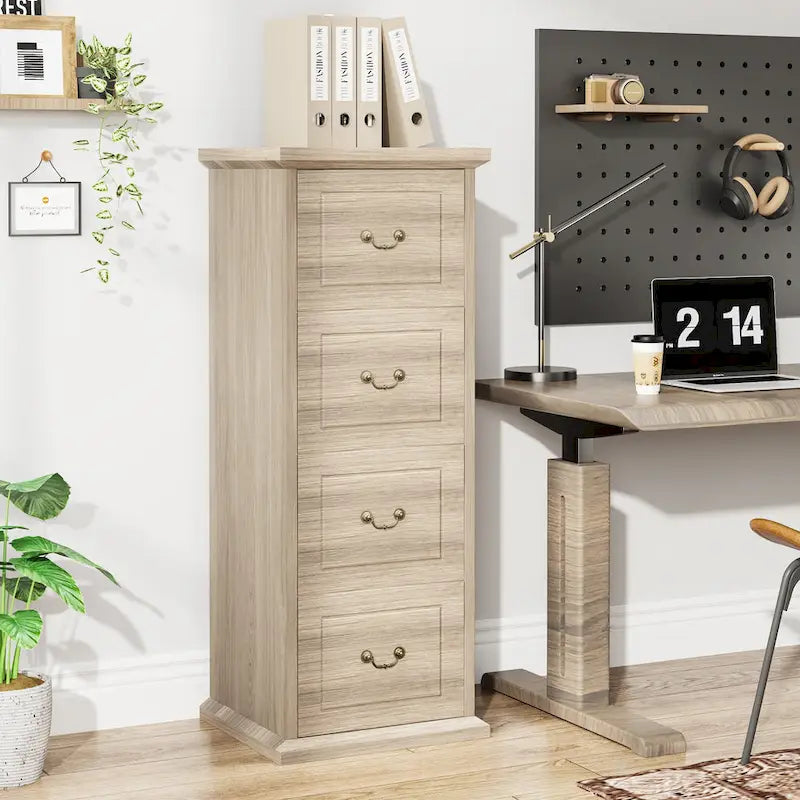 Classeur vertical en bois à 4 tiroirs, 130 cm de hauteur
