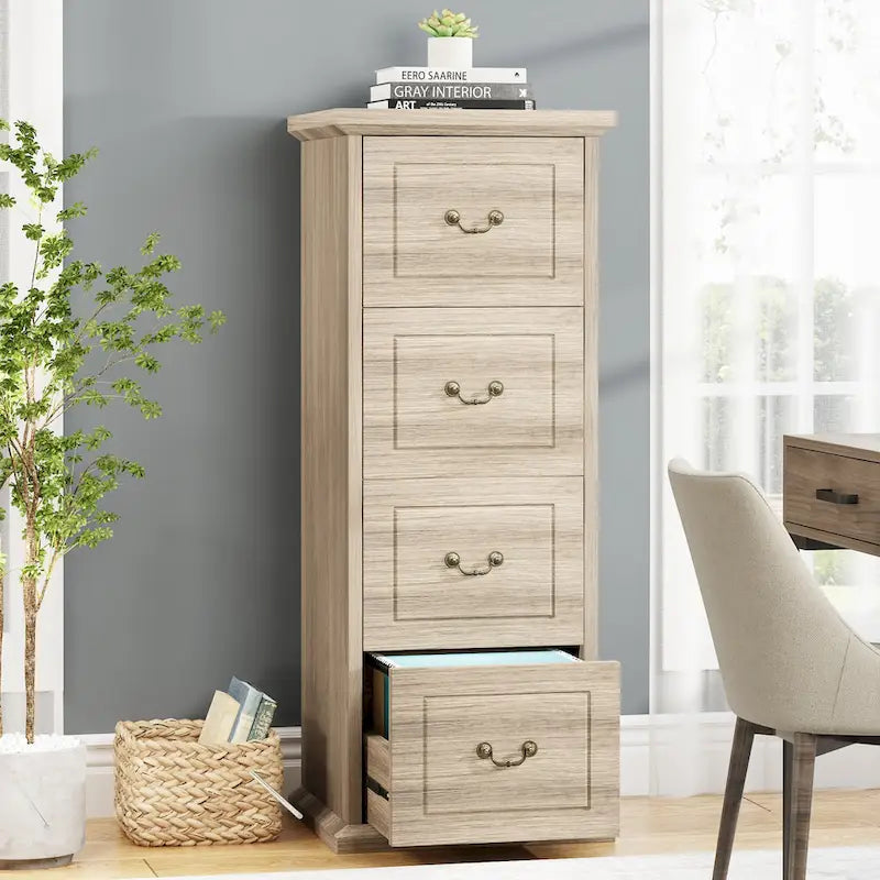 Classeur vertical en bois à 4 tiroirs, 130 cm de hauteur