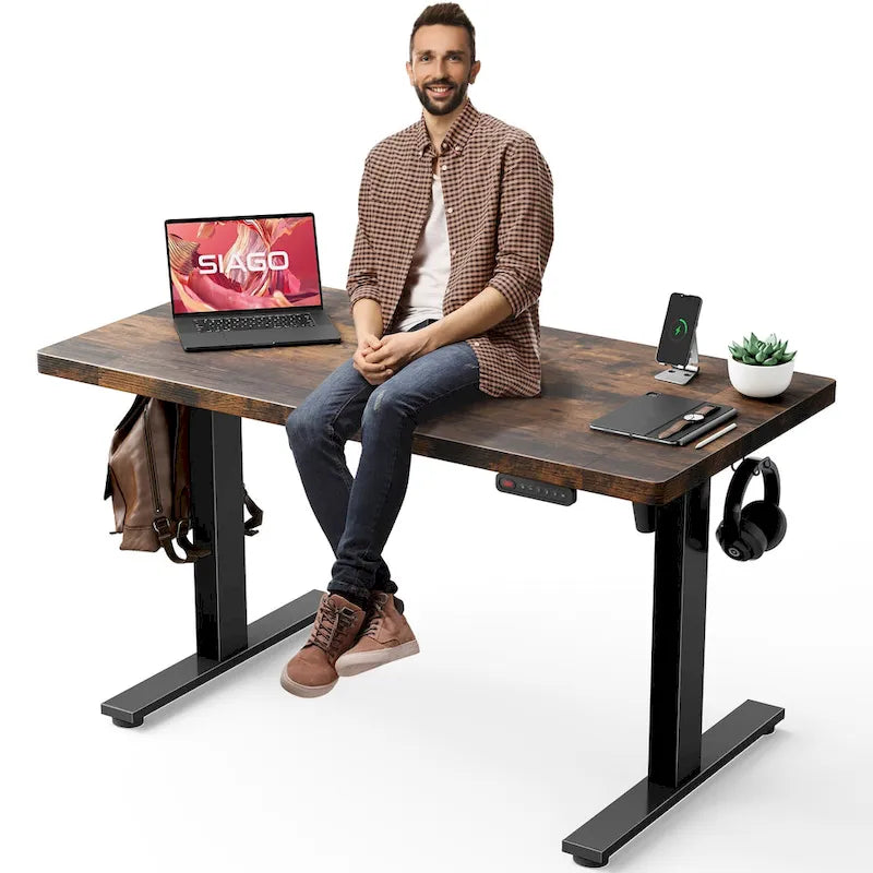 Bureau d'ordinateur 48 x 24 pouces, électrique, réglable en hauteur
