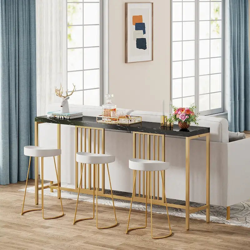 Table console de canapé de 70,9 pouces avec étagère de rangement ouverte, Table étroite industrielle extra longue, Table d'entrée derrière le canapé