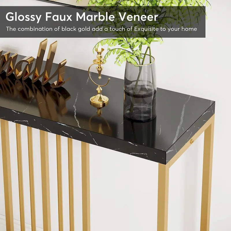 Table console de canapé de 70,9 pouces avec étagère de rangement ouverte, Table étroite industrielle extra longue, Table d'entrée derrière le canapé