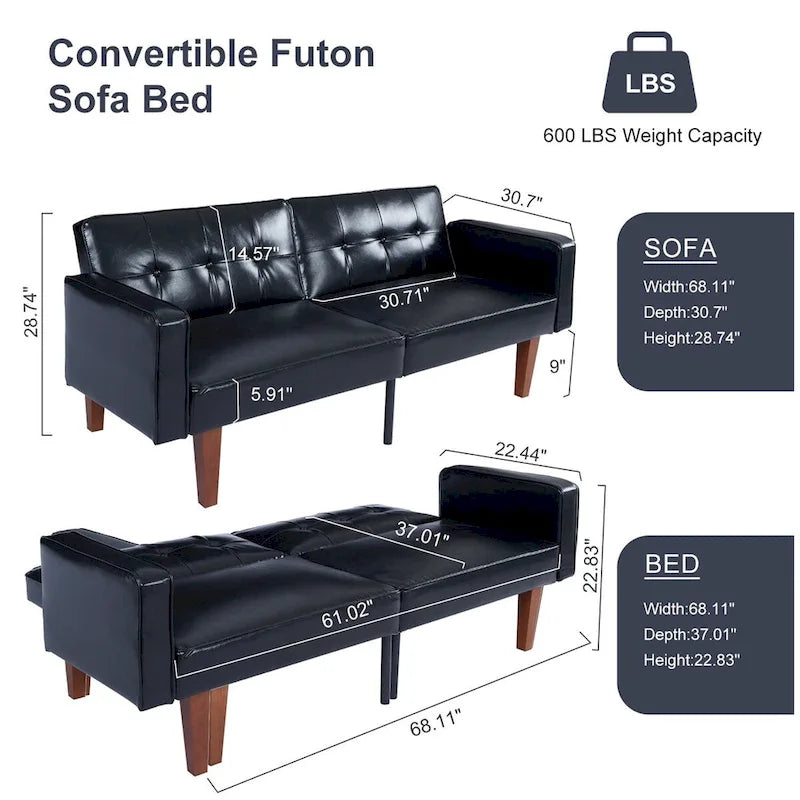 Canapé-lit futon en mousse à mémoire de forme convertible pour salon - 68.11*30.11*28.74