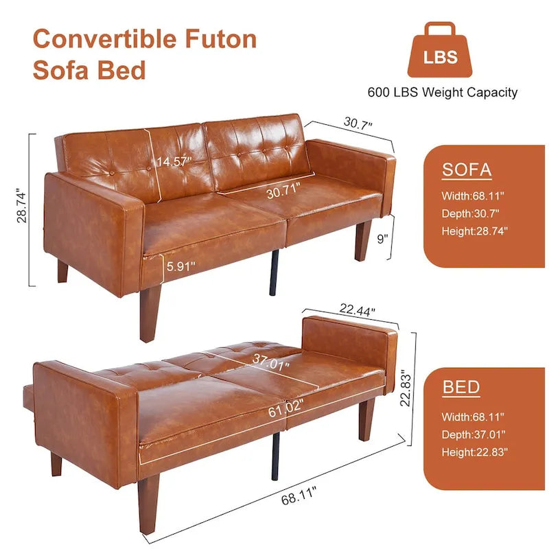 Canapé-lit futon en mousse à mémoire de forme convertible pour salon - 68.11*30.11*28.74