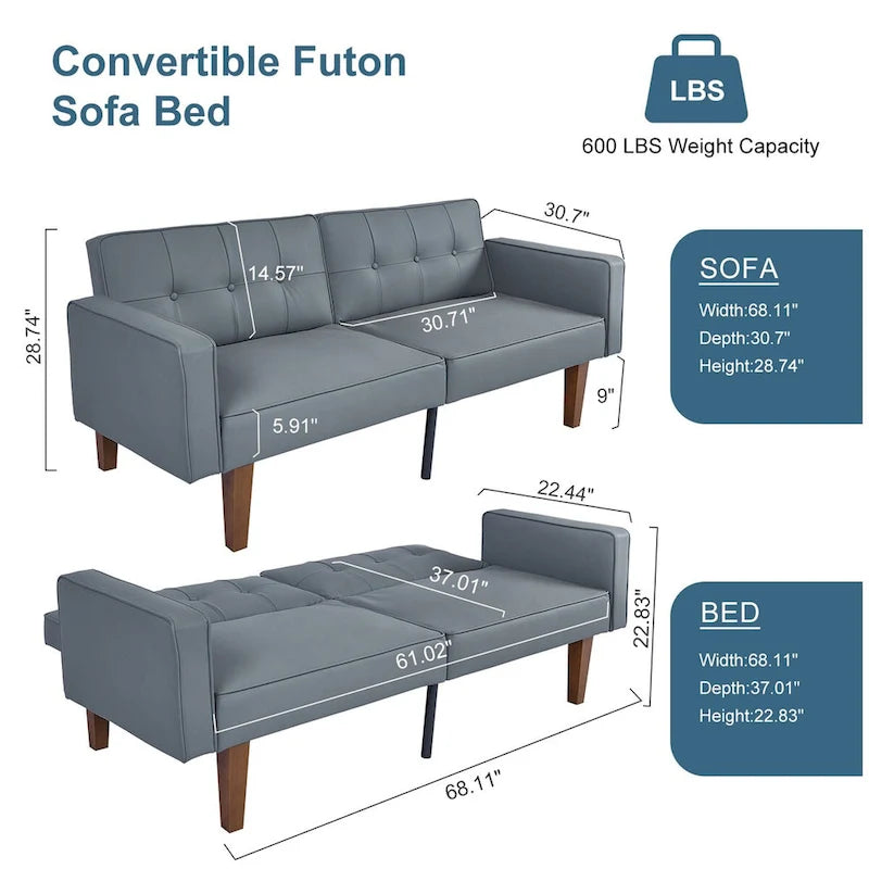 Canapé-lit futon en mousse à mémoire de forme convertible pour salon - 68.11*30.11*28.74