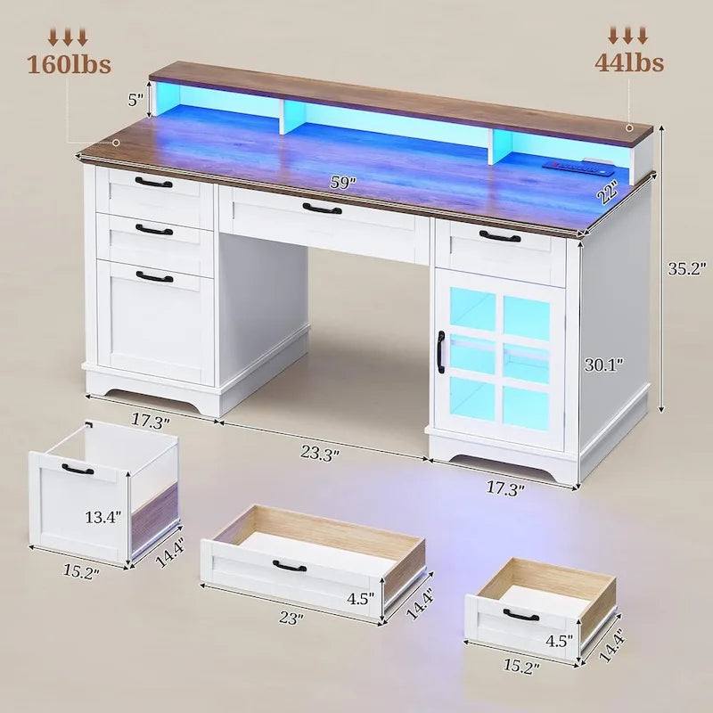 Tiroirs de bureau de direction Meuble de rangement pour bureau à domicile